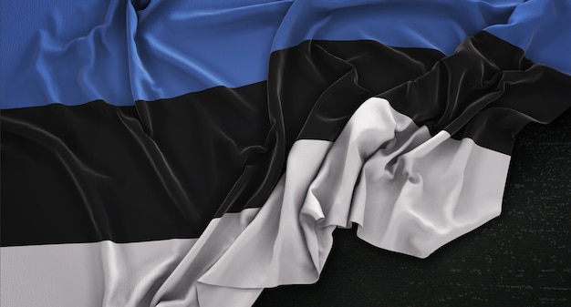 어두운 배경 3D 렌더링에 주름이 에스토니아 깃발