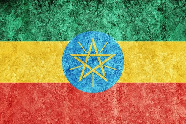 Free photo ethiopia metallic flag, textured flag, grunge flag