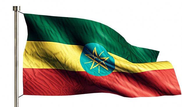 Ethiopia National Flag Isolated 3D White Background