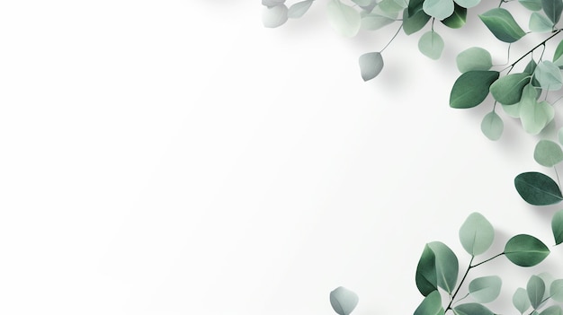 Free photo eucalyptus leaves on a white surface painted in watercolor