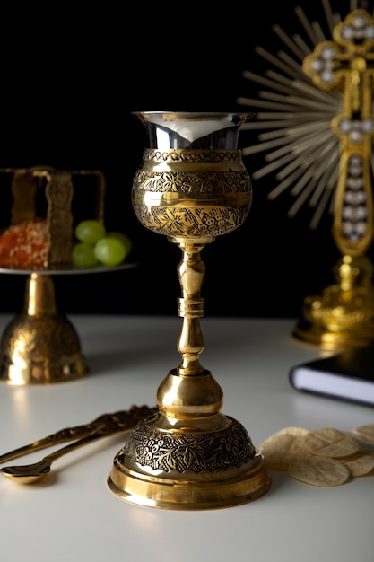 Free photo eucharist holy grail and sacramental bread