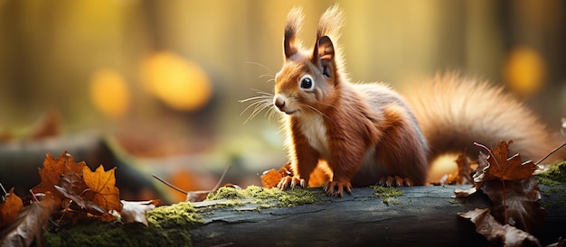 Foto gratuita scoiattolo rosso eurasiatico sciurus vulgaris nella foresta autunnale