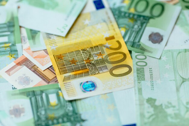 Euro currency. Euro cash closeup. Euro bancnotes background.