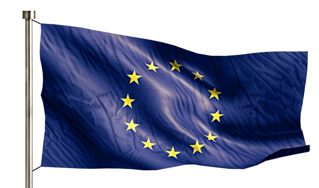 ヨーロッパの国旗は、3Dの白い背景を分離