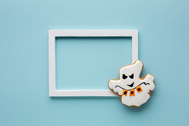 Evil cookie halloween ghost with frame