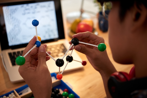 Free photo examining molecular model