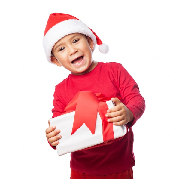 Excited child with his gift