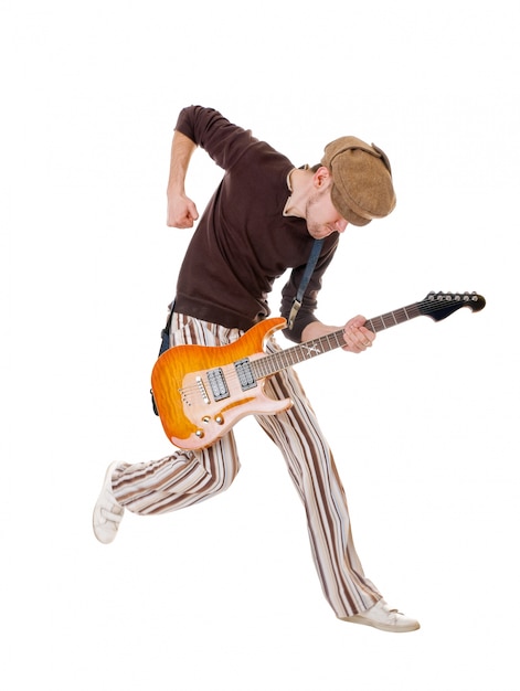 Free photo excited guitarist