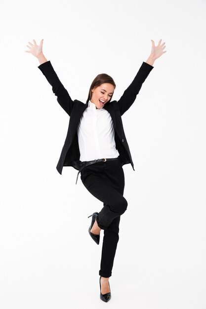 Excited happy screaming businesswoman