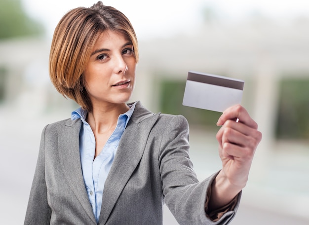 Executive showing the credit card
