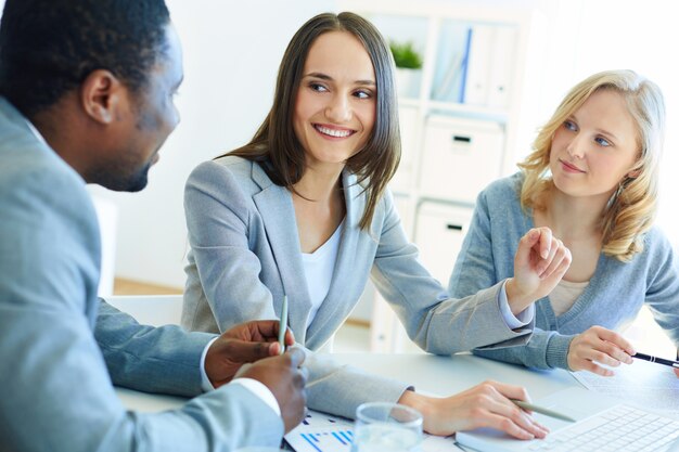 Executives preparing a meeting