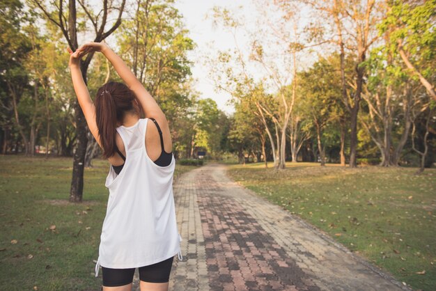 exercise outside space white asian