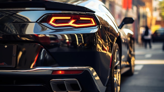 The exhaust of a black sports car