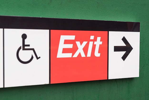 Free photo exit sign closeup