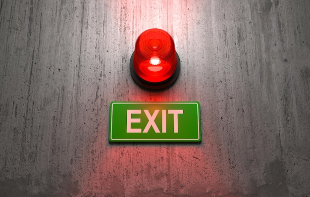 Free photo exit sign with siren light