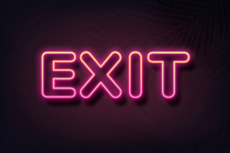 Free Photo exit text in neon font