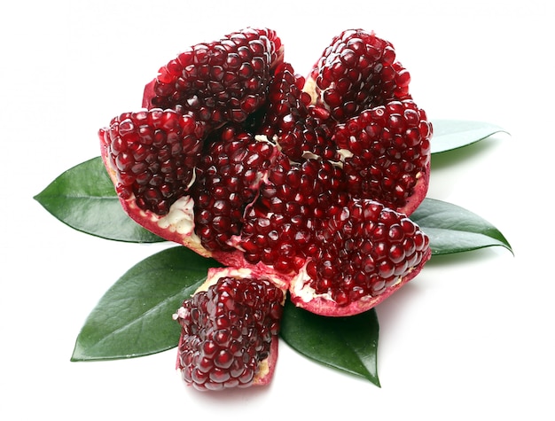 Exotic and delicious pomegranate on white background