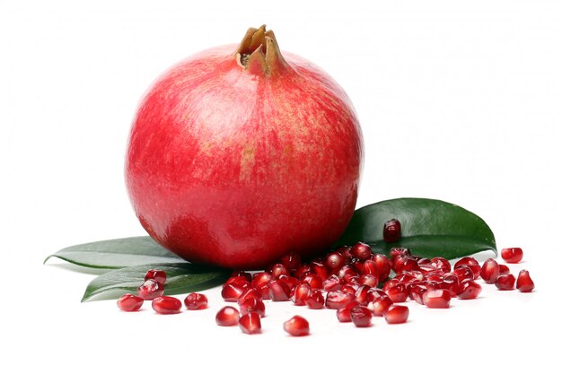 Exotic and delicious pomegranate on white background