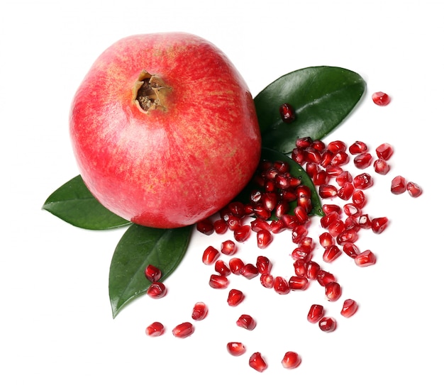 Exotic and delicious pomegranate on white background