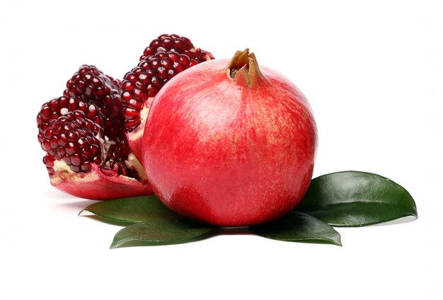 Exotic and delicious pomegranate on white background