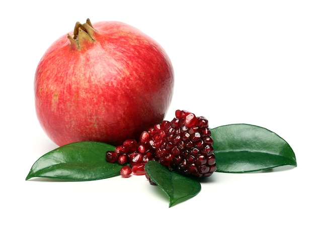 Exotic and delicious pomegranate on white background