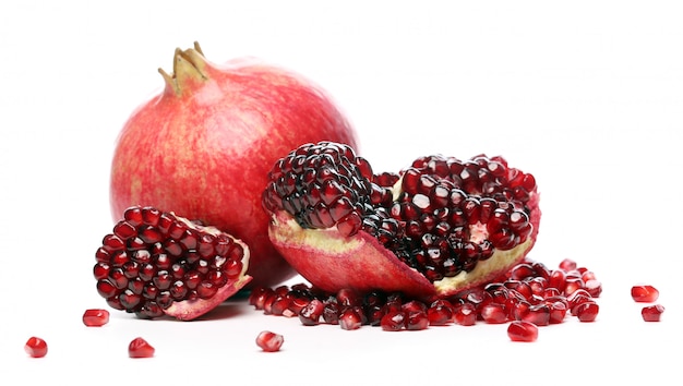 Free photo exotic and delicious pomegranate on white background