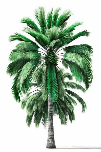 Exotic green palm tree isolated on white background