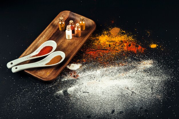 Exotic spices on board and space on right