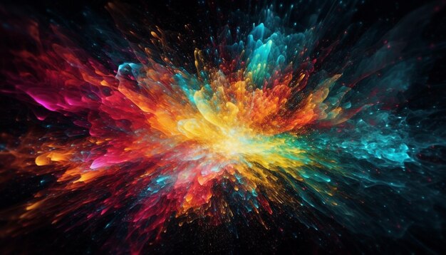 Exploding star field illuminates deep space in vibrant colors generated by AI
