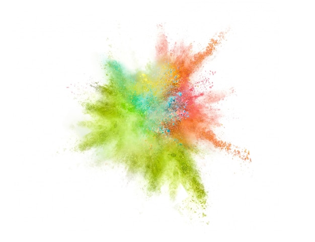 Free photo explosion of colored powder on white background