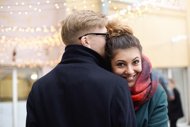 Expressive couple posing outdoor