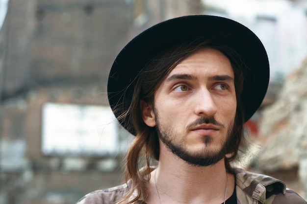 Expressive man posing outdoor