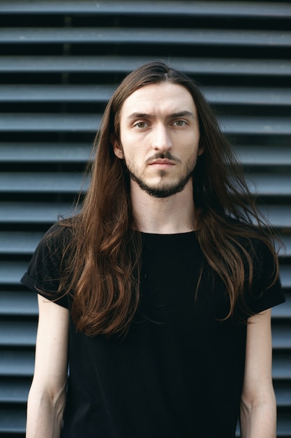 Expressive man posing outdoor