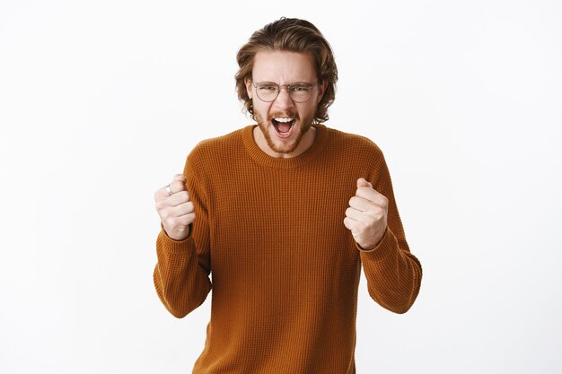 Expressive redhead bearded man