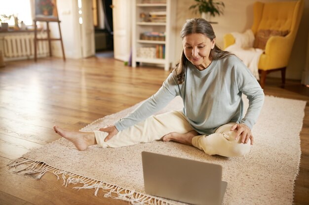 Expressive senior female posing indoor