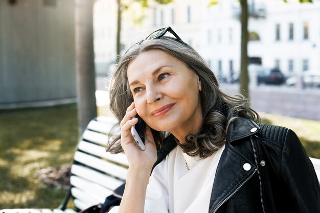 Expressive senior woman posing