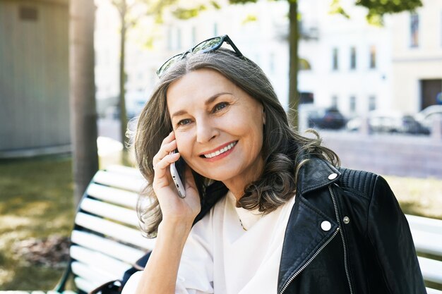 Expressive senior woman posing