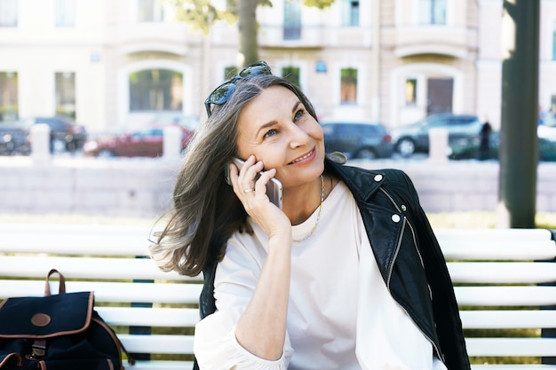 Expressive senior woman posing