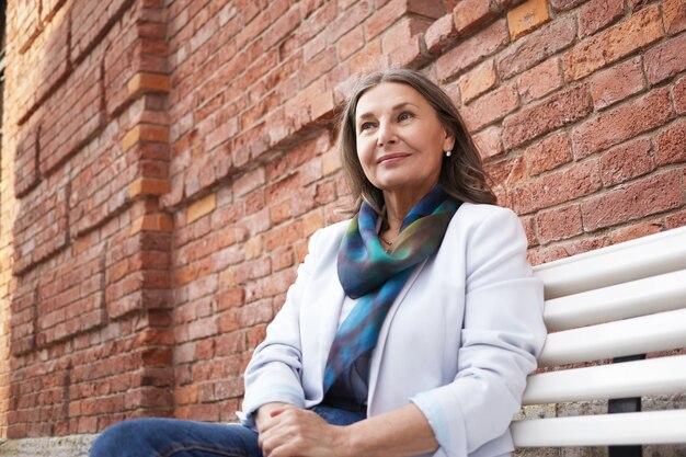 Expressive senior woman posing