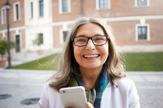 Expressive senior woman posing