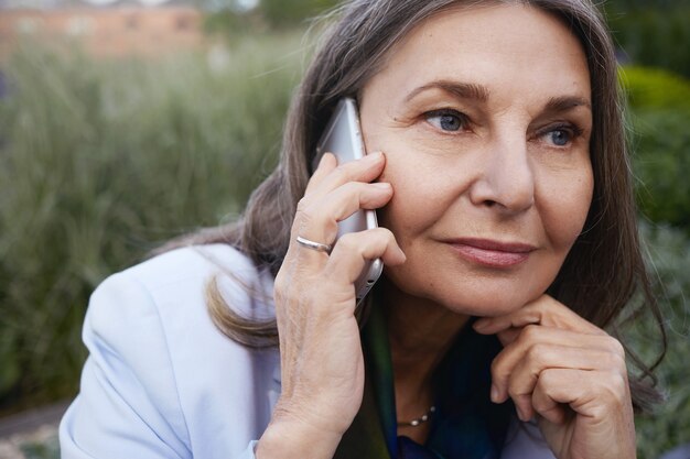 Expressive senior woman posing