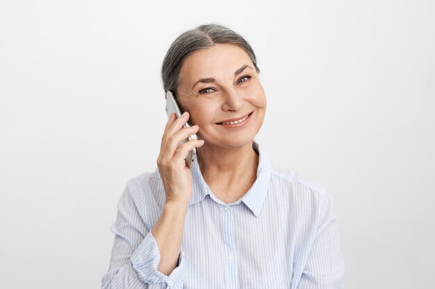 Expressive senior woman posing