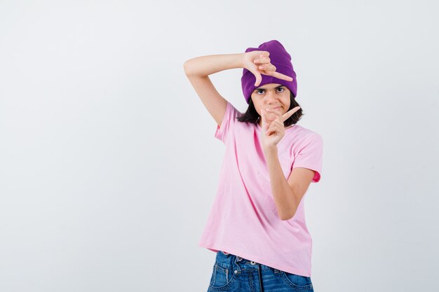 An expressive teenage girl is posing