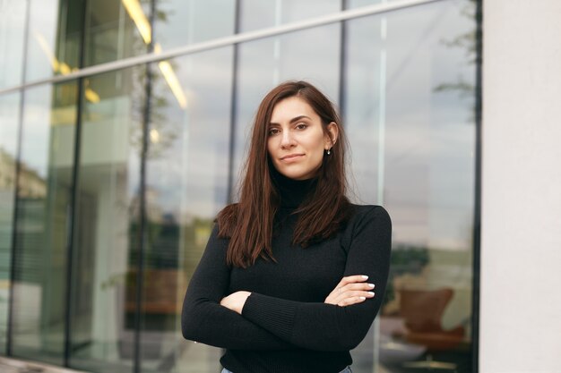 Expressive woman posing outdoor