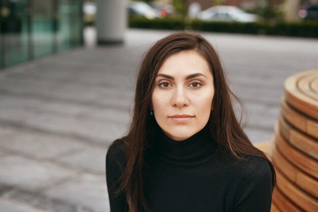 Expressive woman posing outdoor