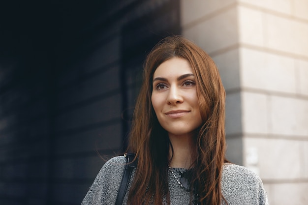 Expressive woman posing outdoor