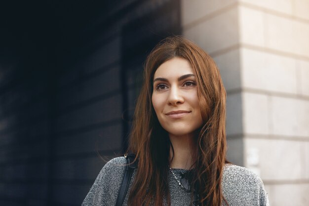 Expressive woman posing outdoor