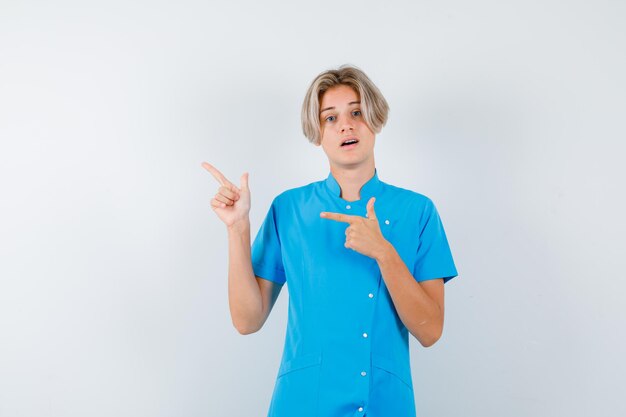 Expressive young boy posing in the studio