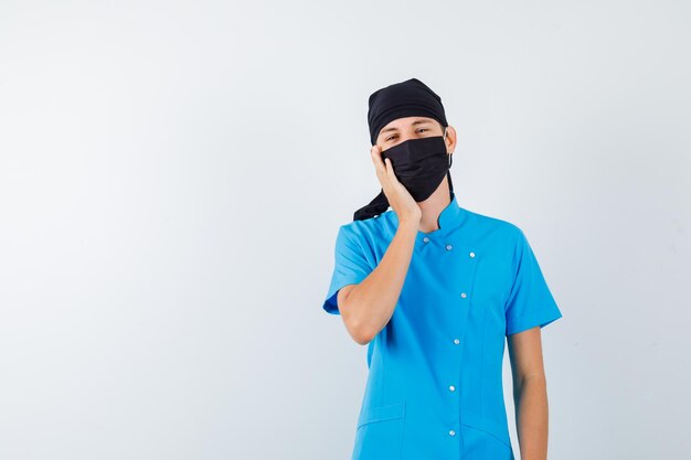 Expressive young boy posing in the studio