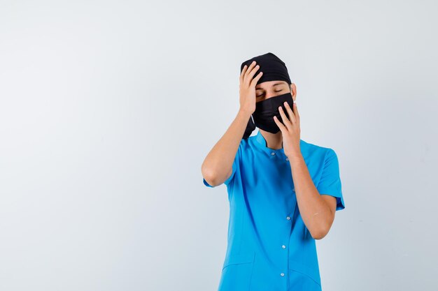 Expressive young boy posing in the studio